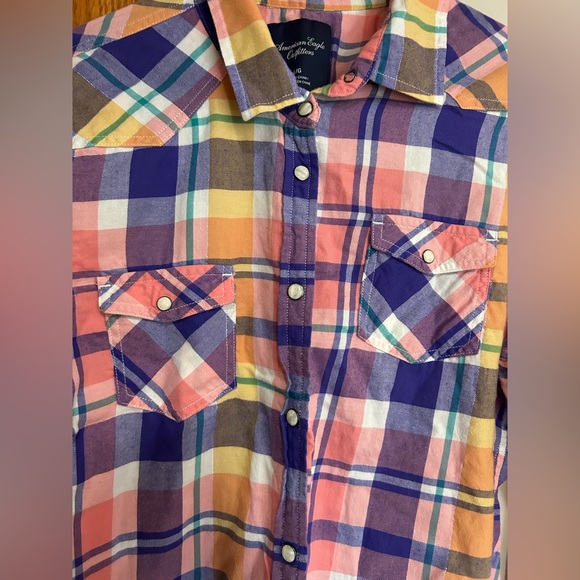 American Eagle Outfitters Multicolor Plaid Shirt - Picture 2 of 4